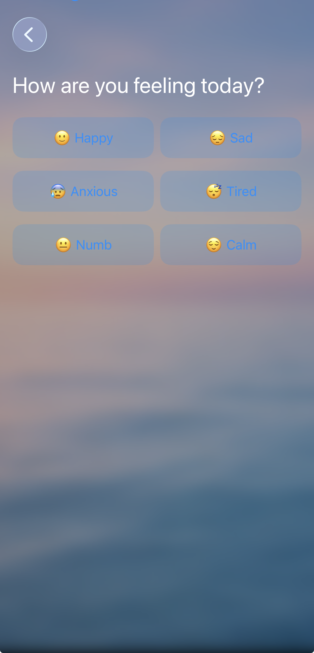 Daily mood check-in screen