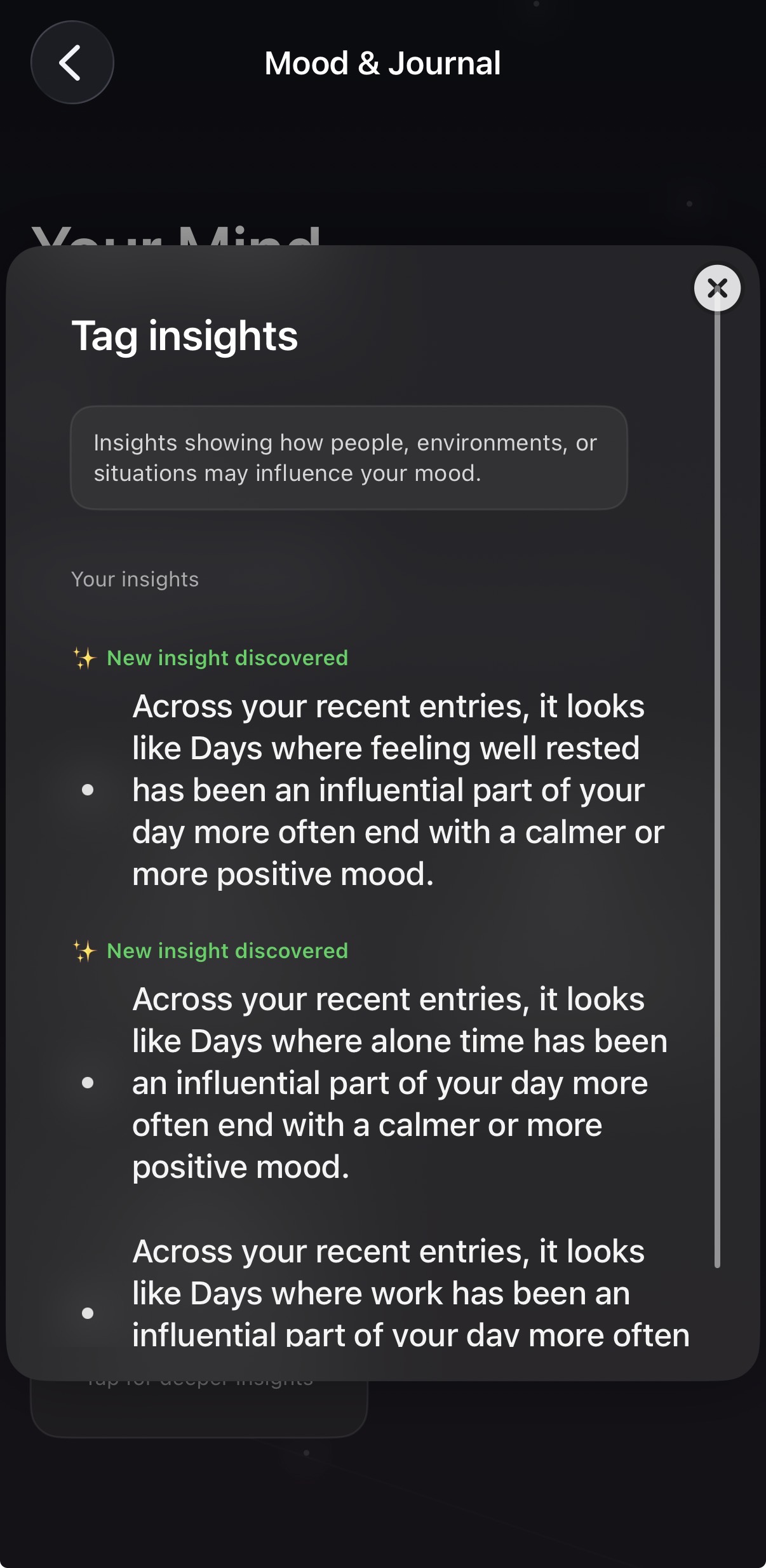 New insight discovered screen
